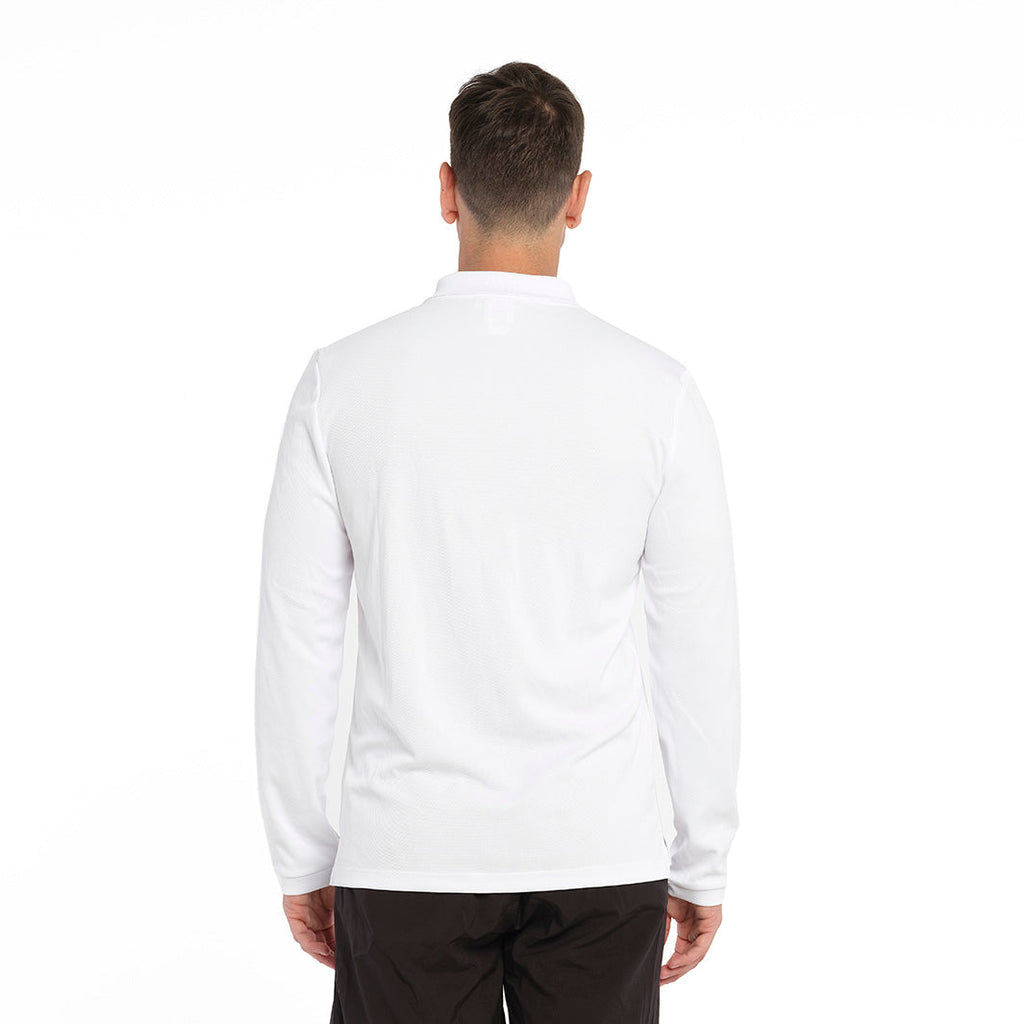  Mens Long Sleeve Polo - White