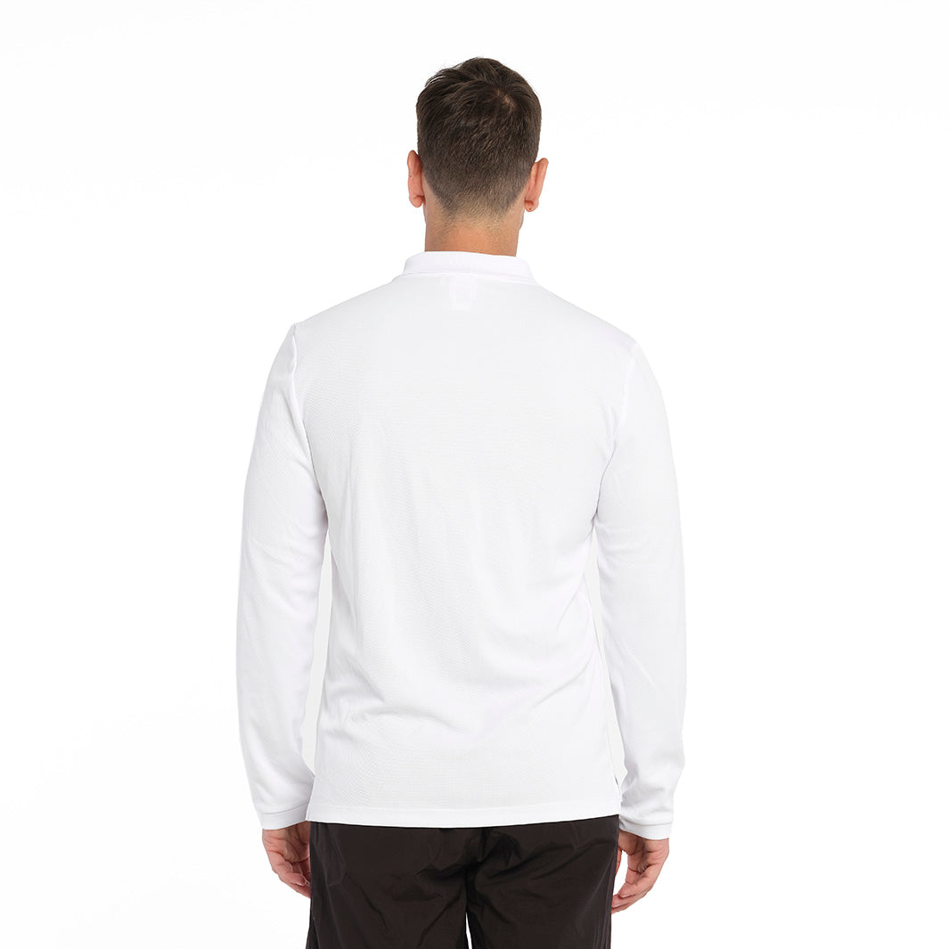  Mens Long Sleeve Polo - White