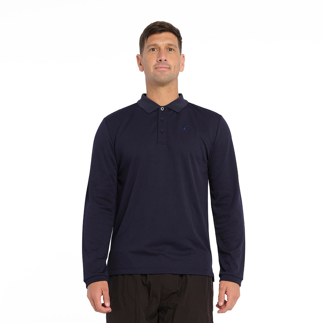  Mens Long Sleeve Polo - Navy