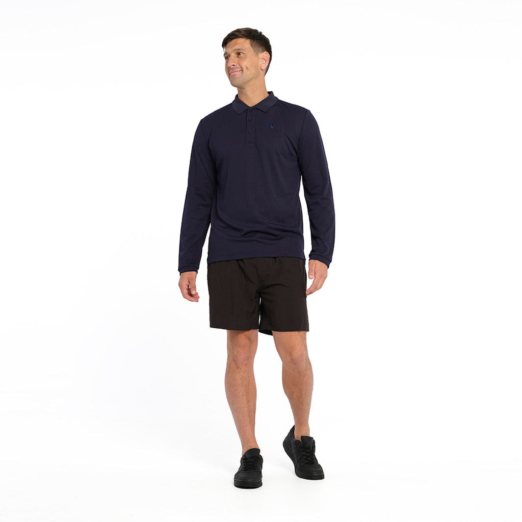  Mens Long Sleeve Polo - Navy