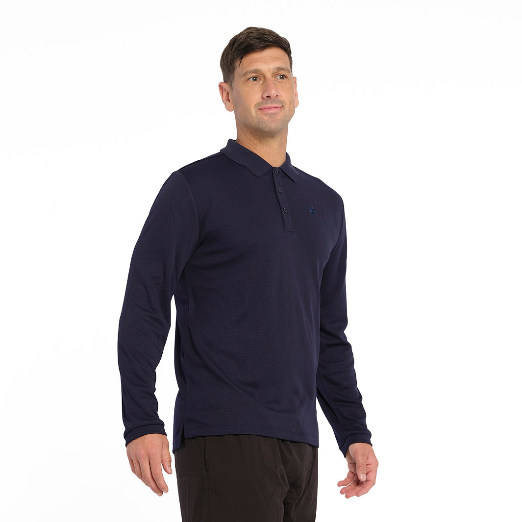 Mens Long Sleeve Polo - Navy