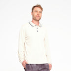 Mens Long Sleeve Polo - Oatmeal