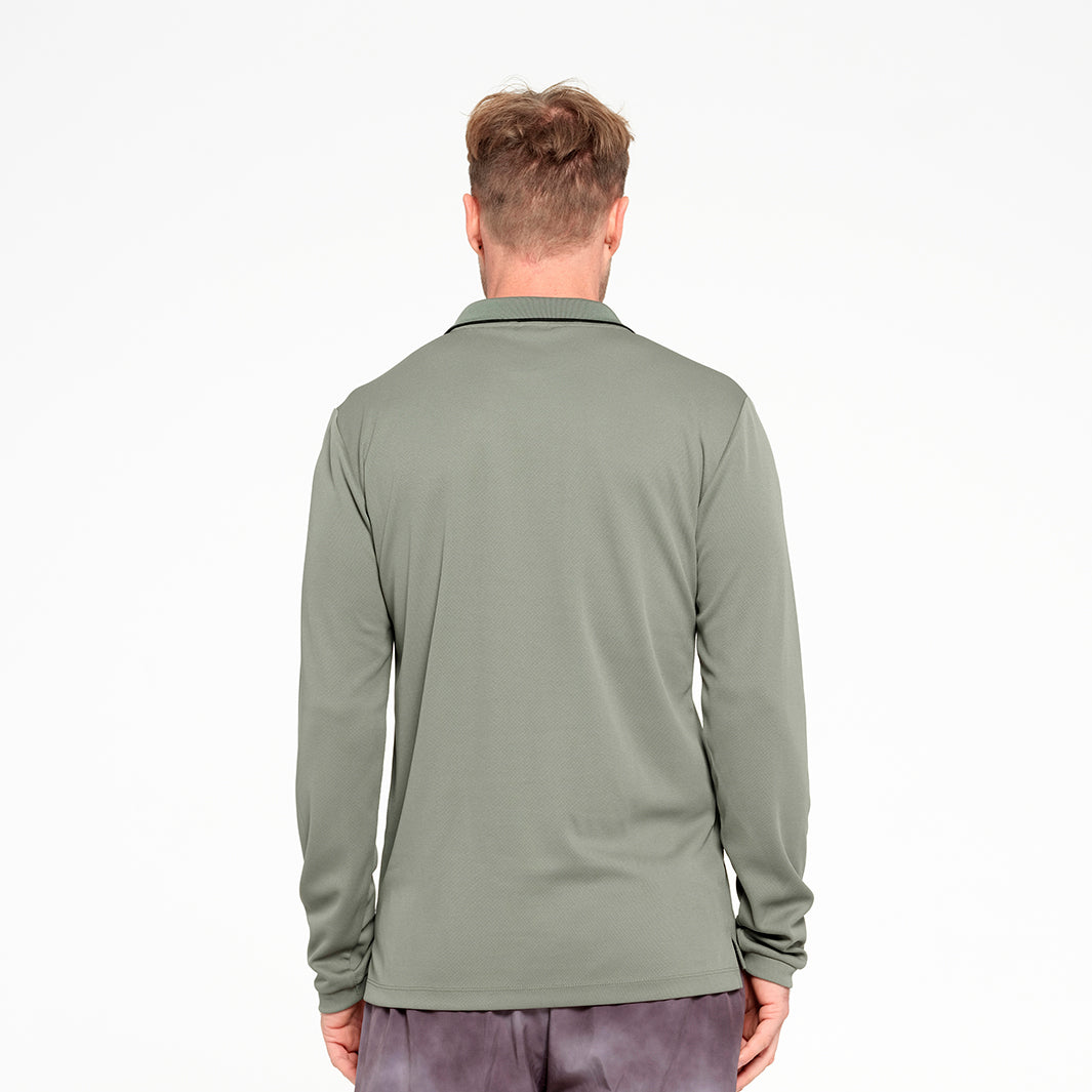  Mens Long Sleeve Polo - Sage