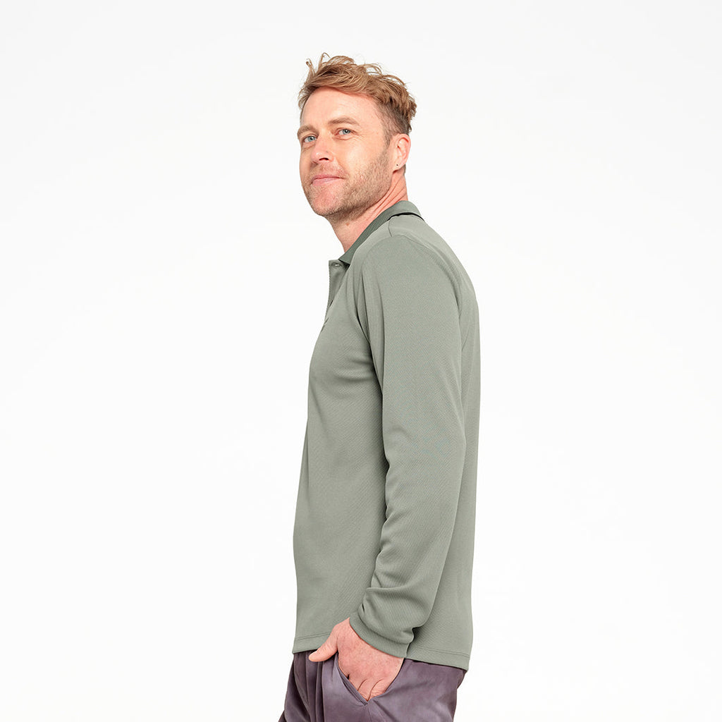  Mens Long Sleeve Polo - Sage