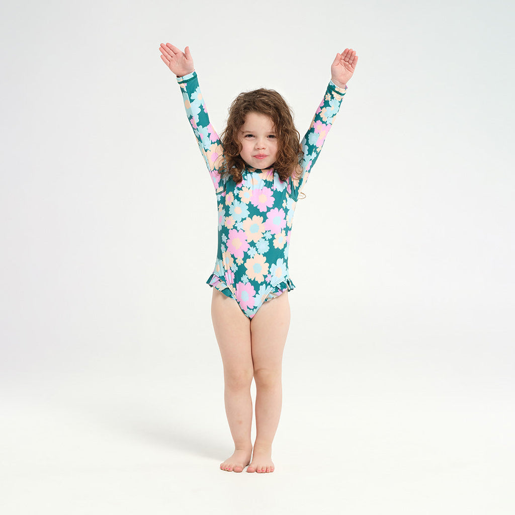  Toddler 60s Floral LS Paddle Suit