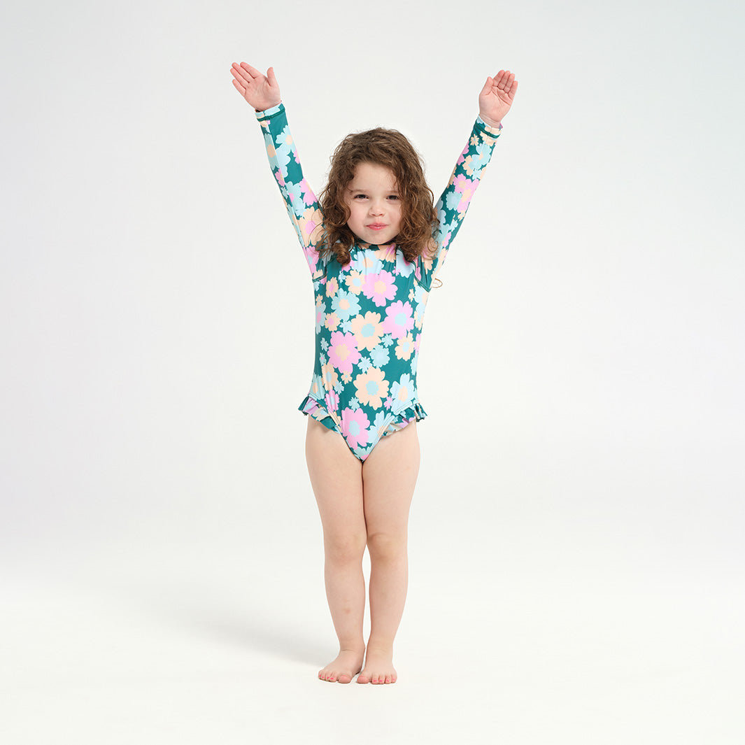  Toddler 60s Floral LS Paddle Suit