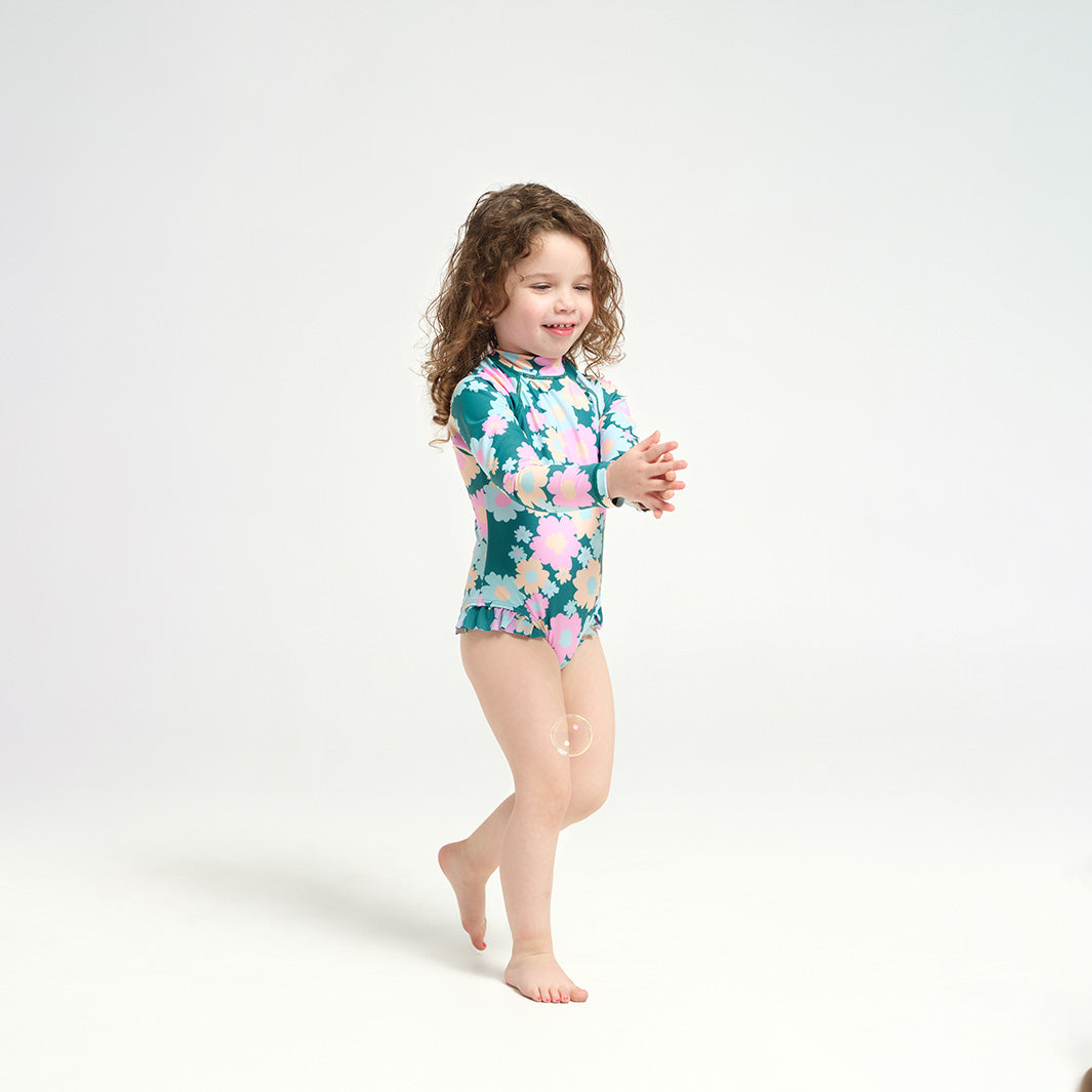  Toddler 60s Floral LS Paddle Suit