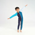  Infant Blocked LS Swim Zip Suit - Navy Apricot