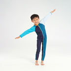  Infant Blocked LS Swim Zip Suit - Navy Apricot