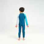  Infant Blocked LS Swim Zip Suit - Navy Apricot