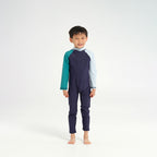  Infant Blocked LS Swim Zip Suit - Navy Light Blue
