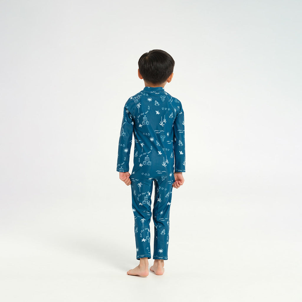 Infant Beach Days LS Swim Zip Suit - Navy