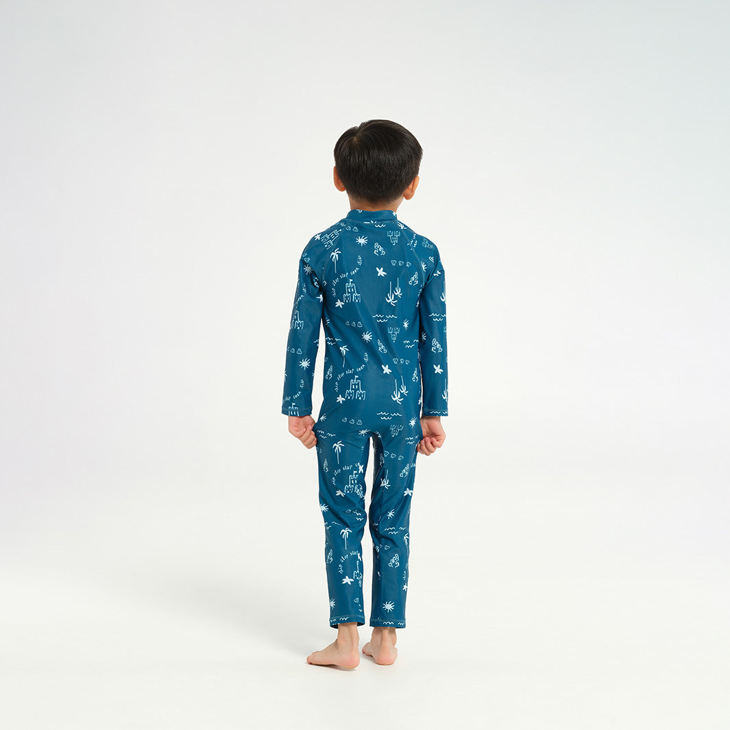  Infant Beach Days LS Swim Zip Suit - Navy