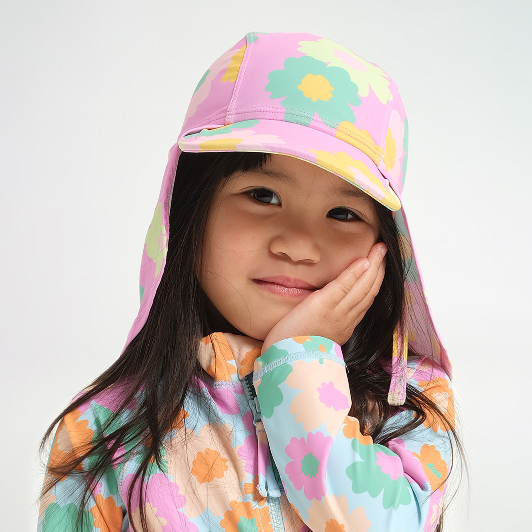 Infant 60s Floral Legionnaire Swim Hat