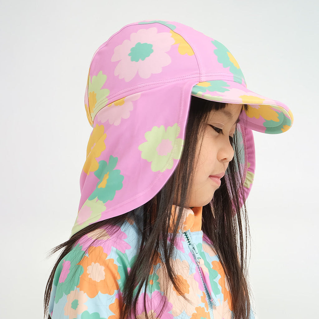  Infant 60s Floral Legionnaire Swim Hat