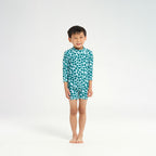 Infant Polka Dot LS Swim Zip Suit