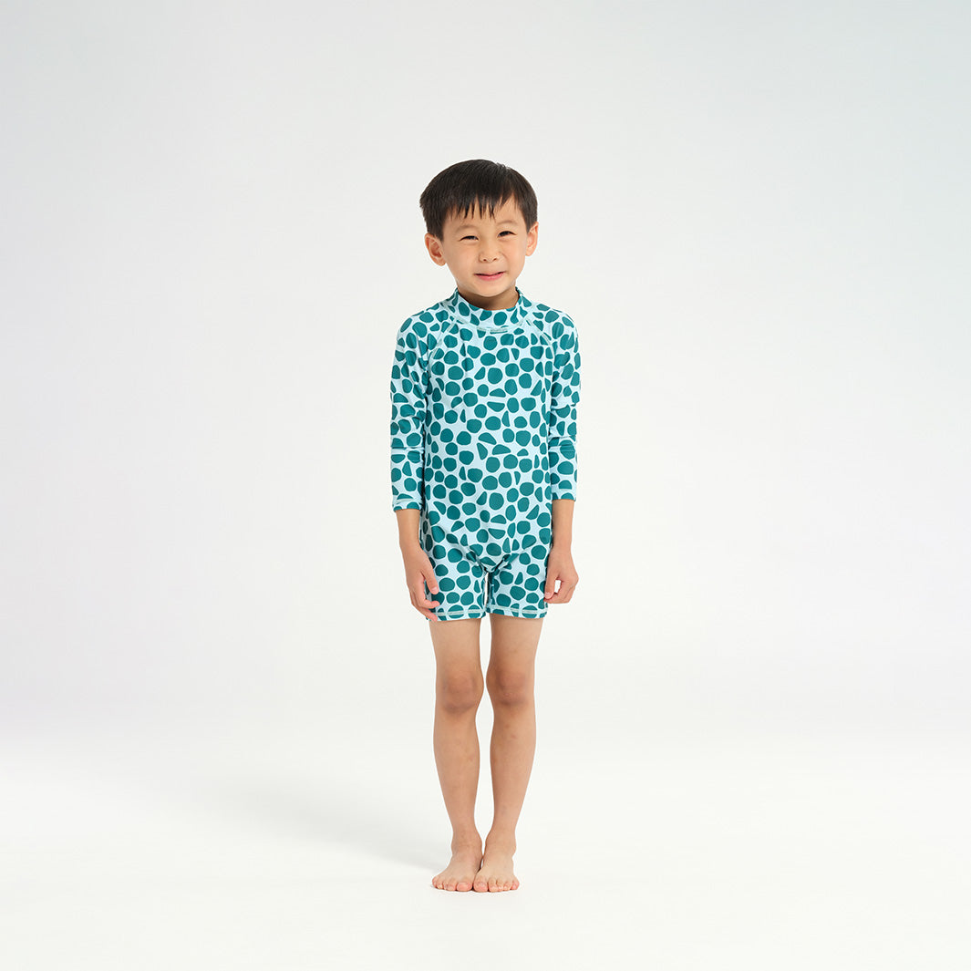  Infant Polka Dot LS Swim Zip Suit