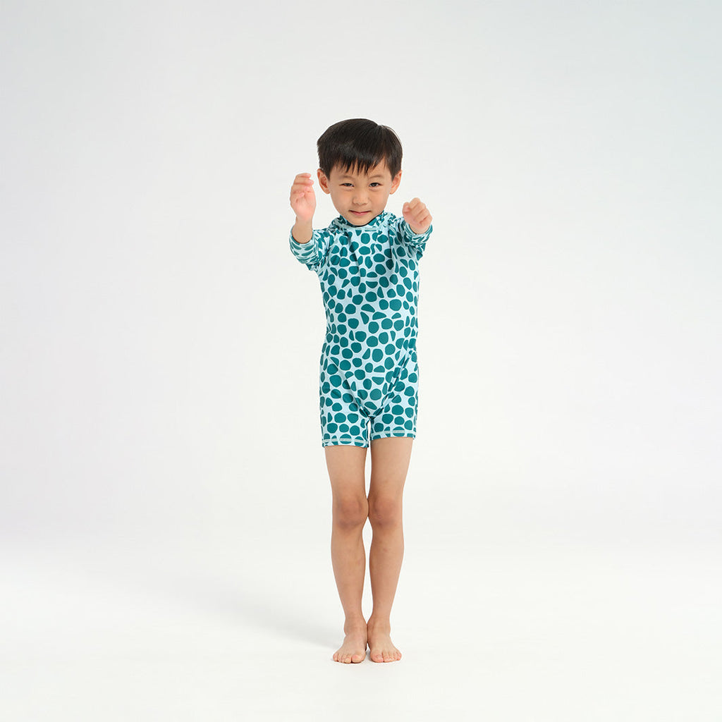  Infant Polka Dot LS Swim Zip Suit