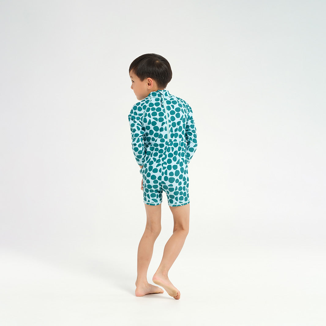  Infant Polka Dot LS Swim Zip Suit