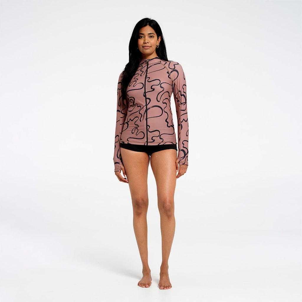  Womens Swirl LS Swim Jacket