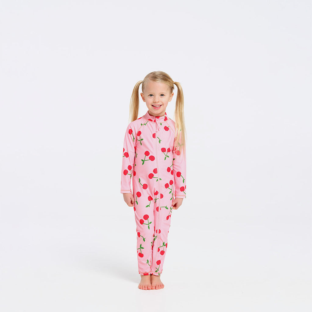  Toddler Cherry Swim Zip Suit