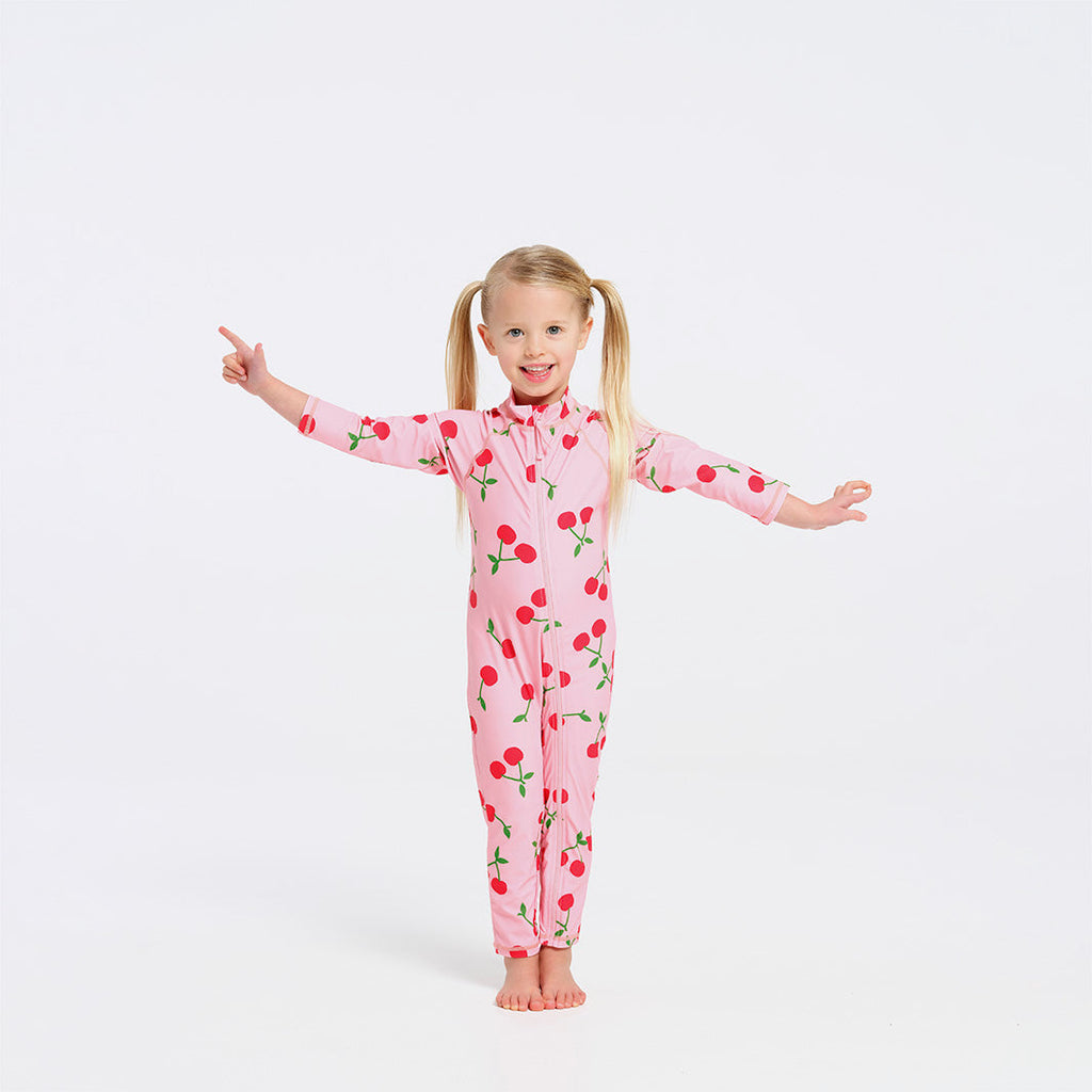  Toddler Cherry Swim Zip Suit