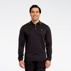  Mens Long Sleeve Polo - Charcoal
