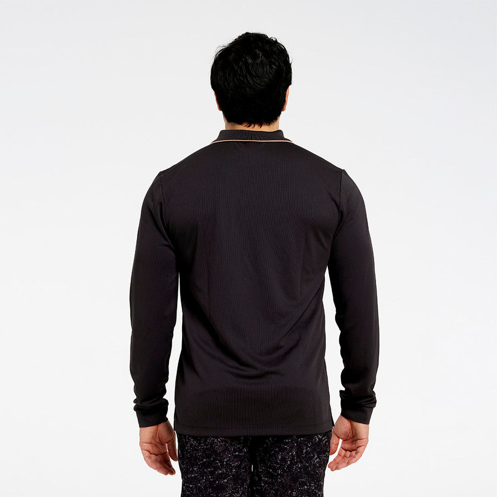  Mens Long Sleeve Polo - Charcoal