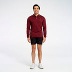  Mens Long Sleeve Polo - Burgundy