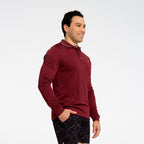  Mens Long Sleeve Polo - Burgundy