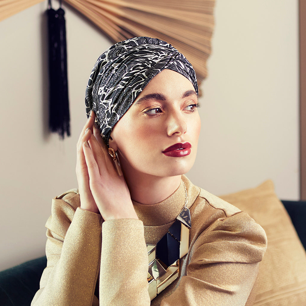 Christine Sapphire Boho Turban Set - Floral Woods