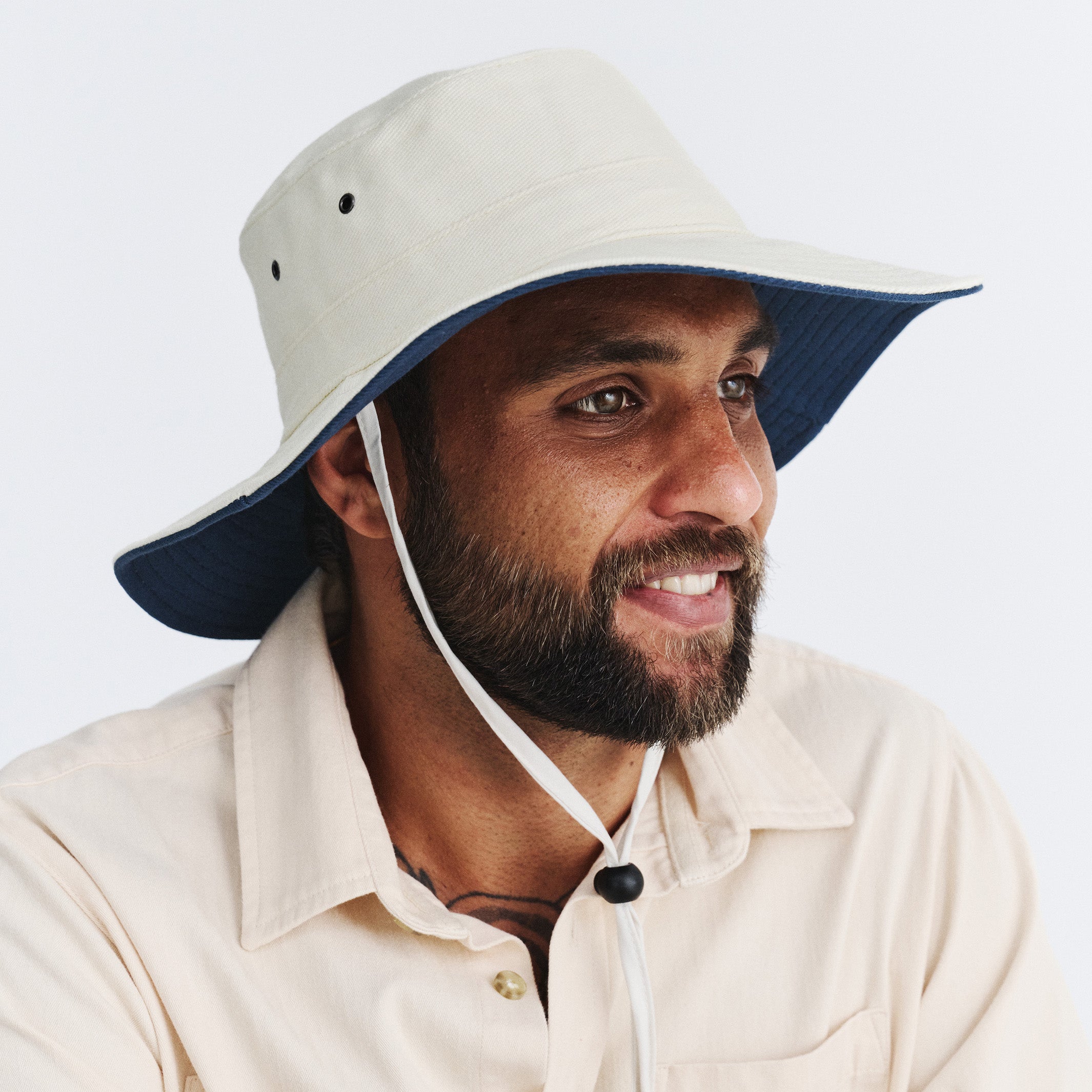  Alan Cricket Hat - Cream/Navy