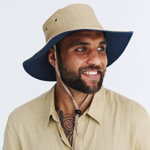  Alan Cricket Hat - Khaki/Navy