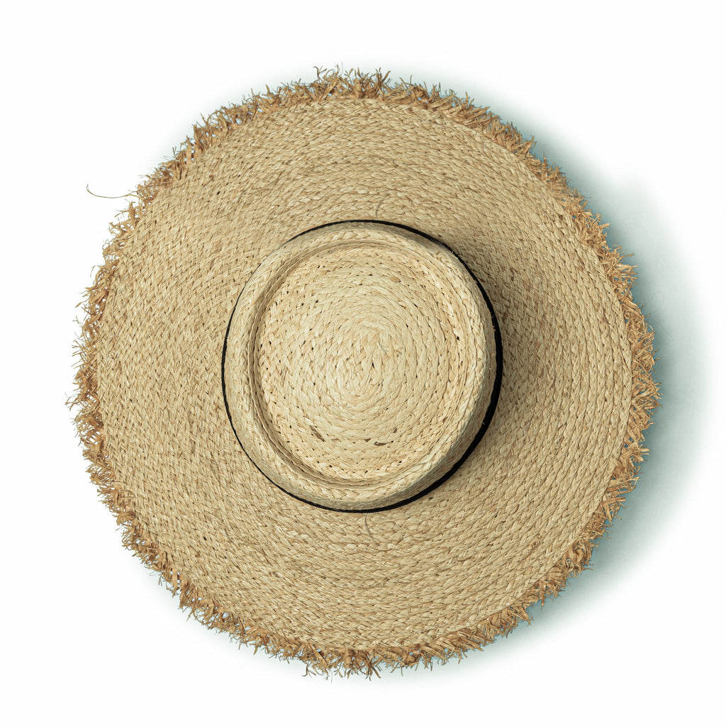  Quinn Raffia Wide Brim Hat - Natural Black