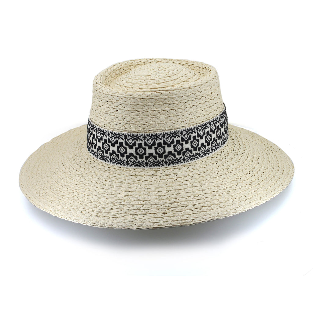  Zara Wide Brim Hat - Ivory Black