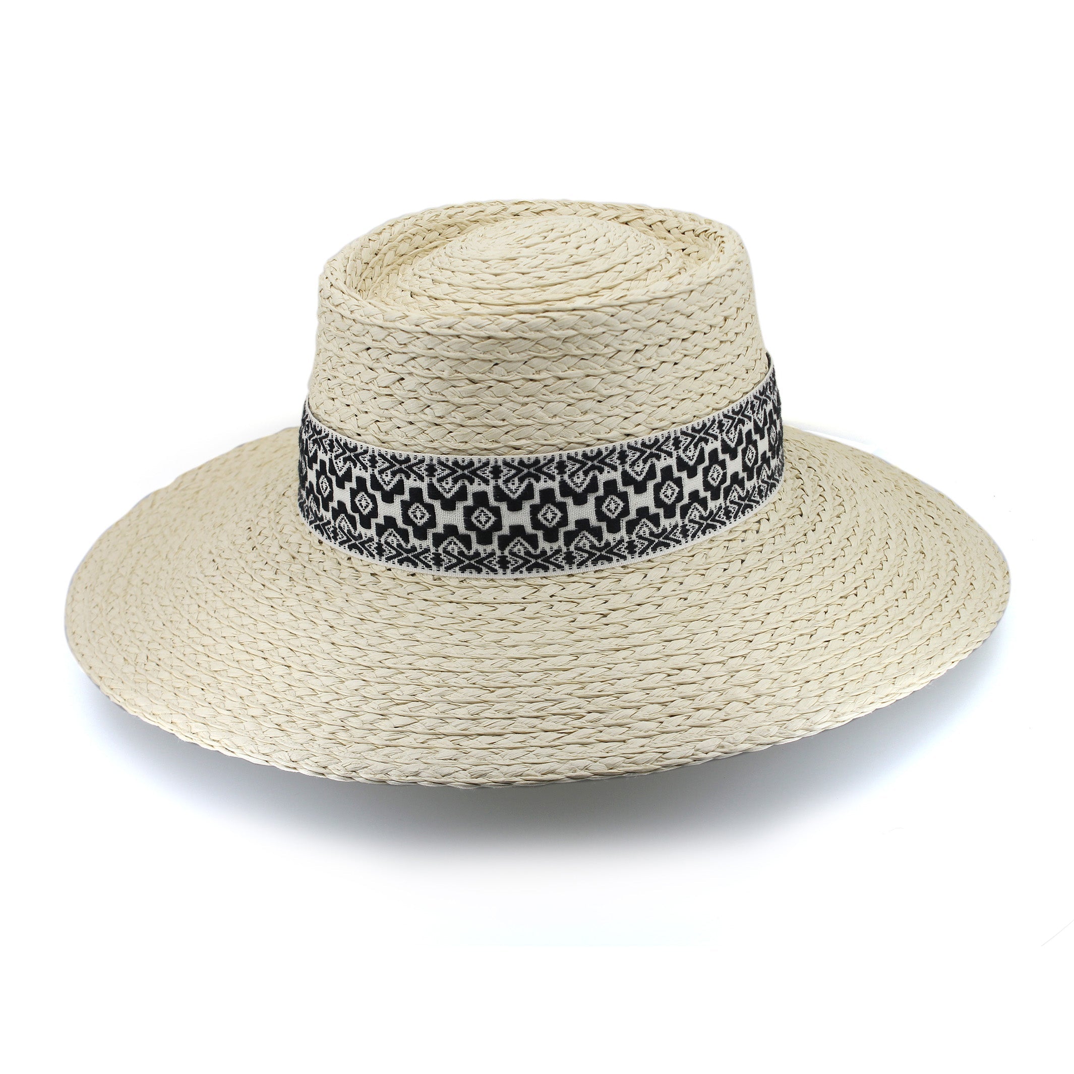  Zara Wide Brim Hat - Ivory Black