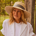  Zara Wide Brim Hat - Ivory Black