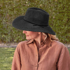  Marie Wide Brim Fedora Hat - Black