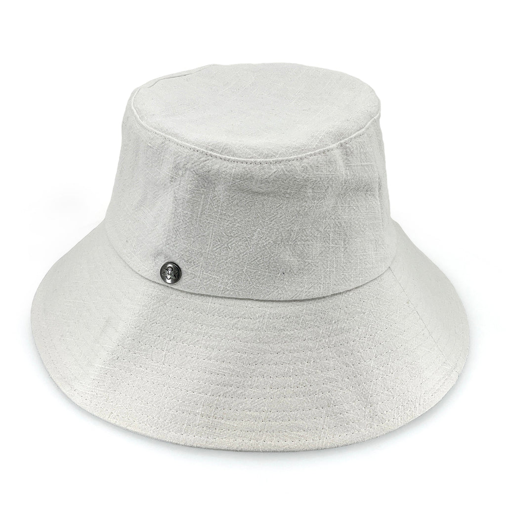  Sadie Linen Bucket Hat - White