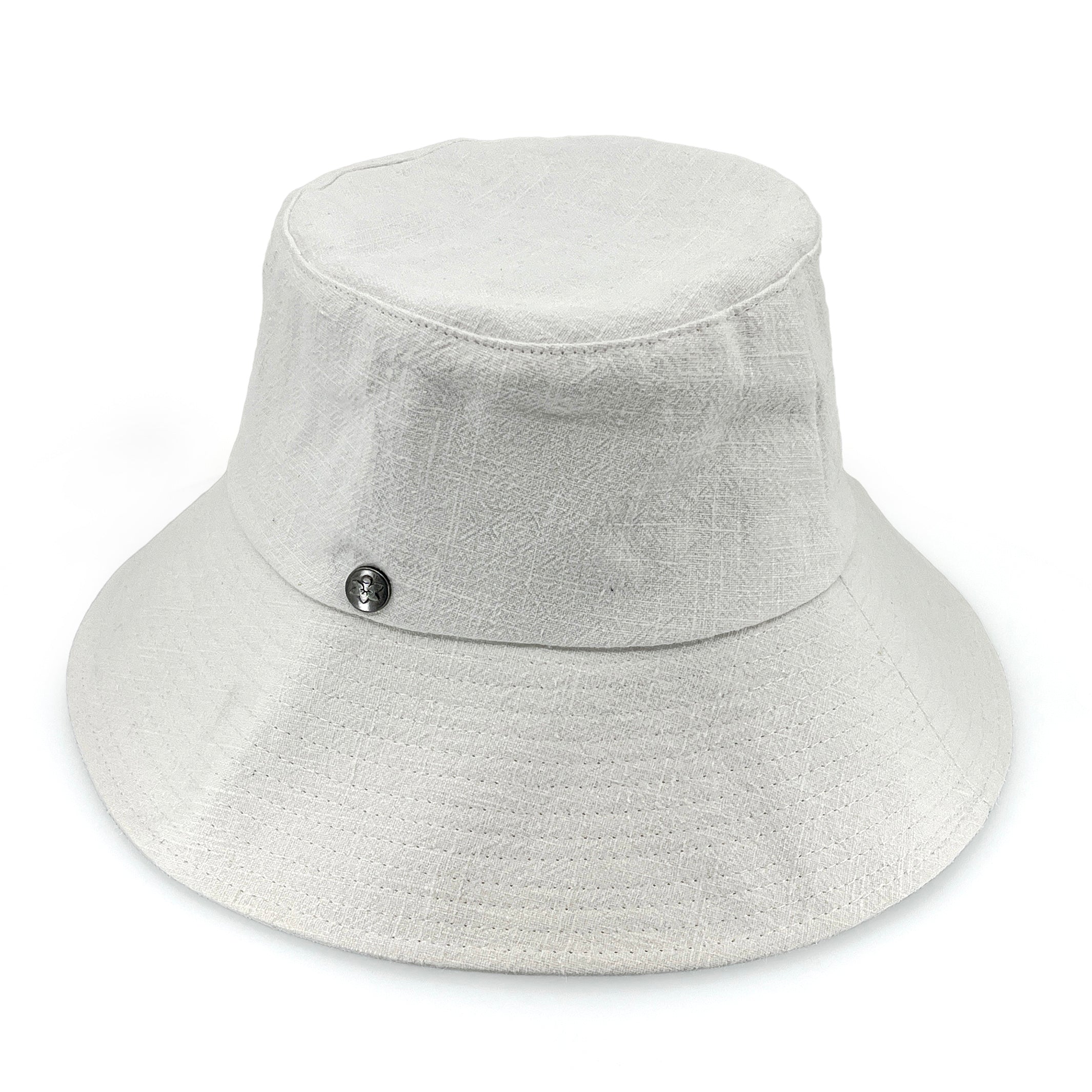  Sadie Linen Bucket Hat - White