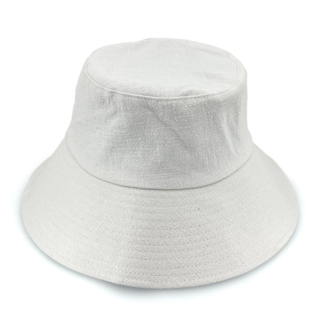  Sadie Linen Bucket Hat - White