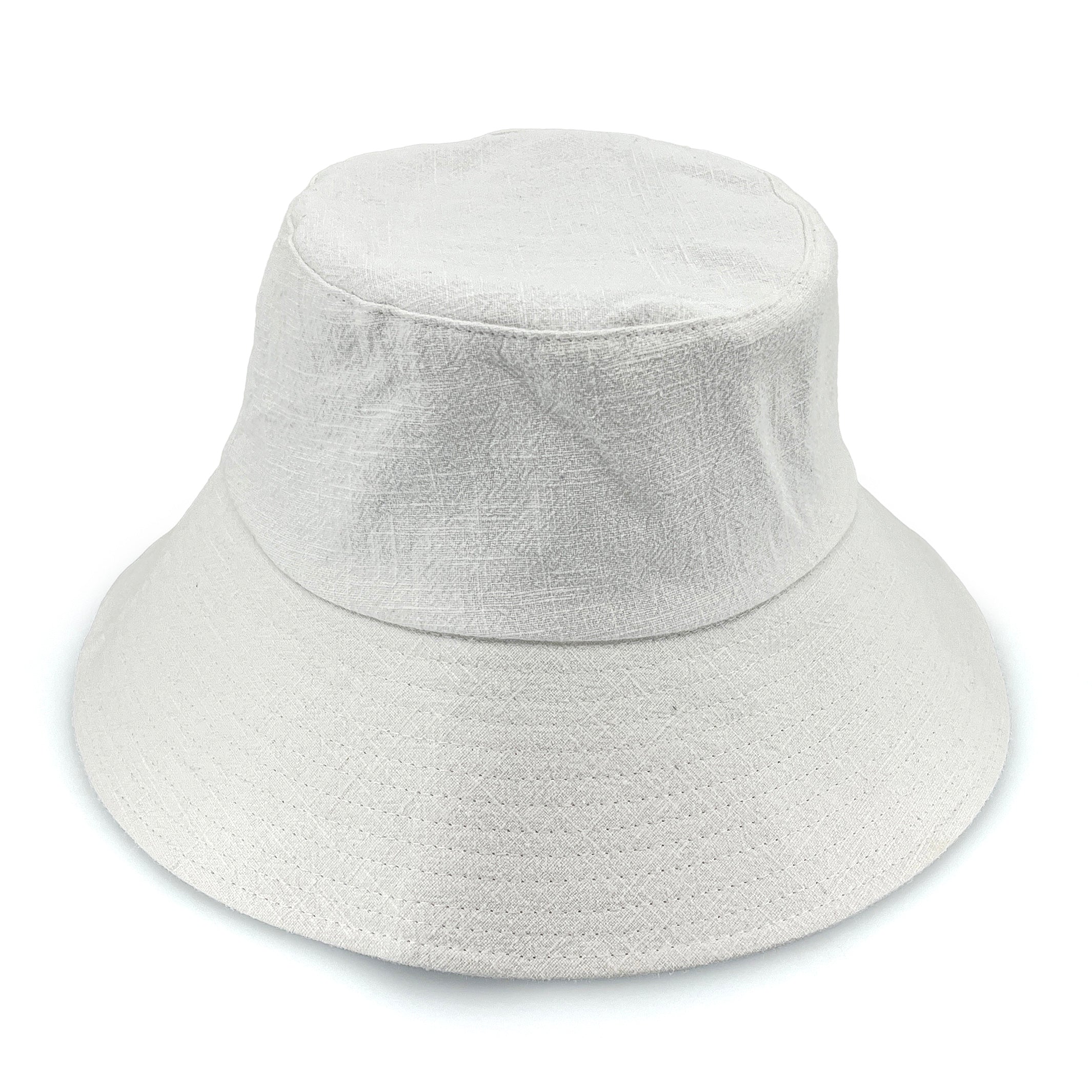  Sadie Linen Bucket Hat - White