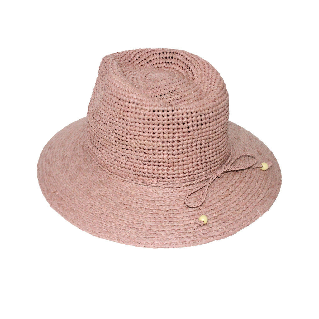  Flora Raffia Fedora Hat - Light Pink
