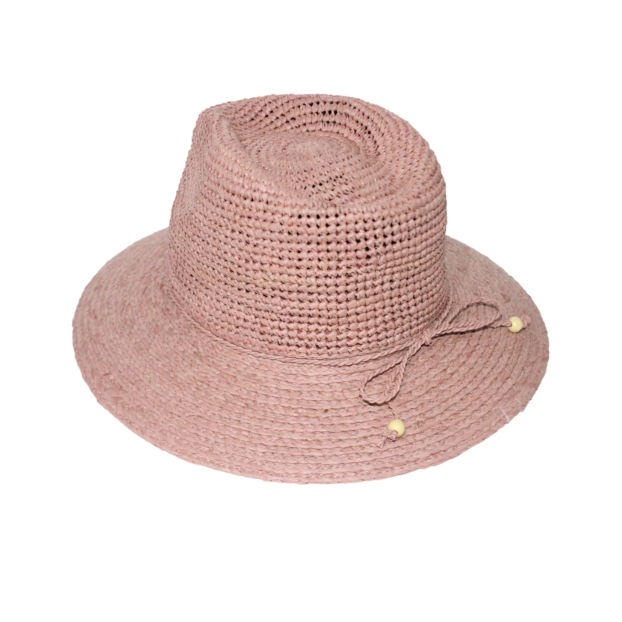  Flora Raffia Fedora Hat - Light Pink