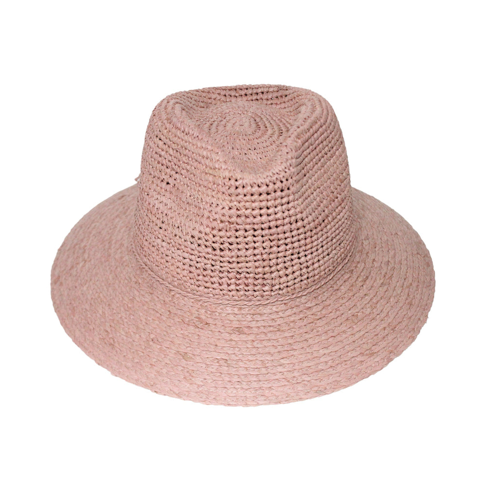  Flora Raffia Fedora Hat - Light Pink