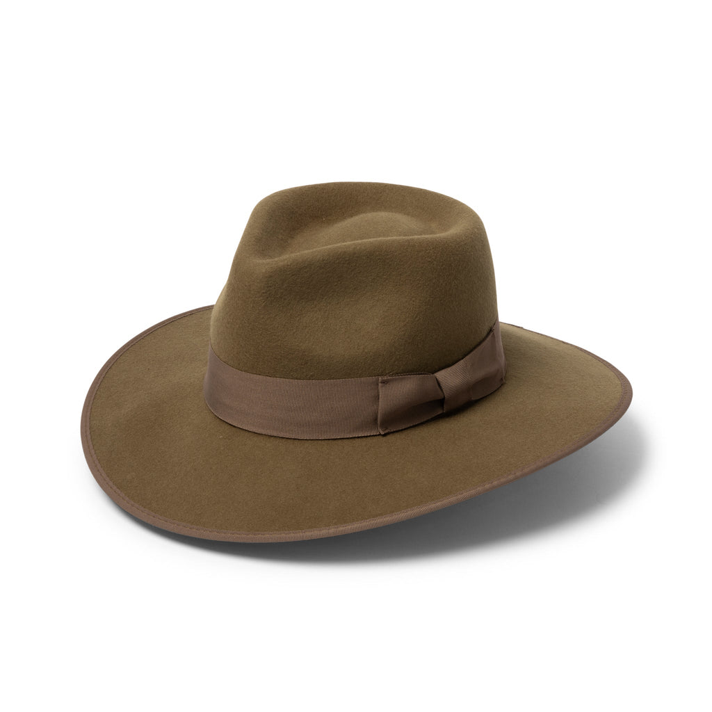  Hallie Felt Fedora Hat - Khaki