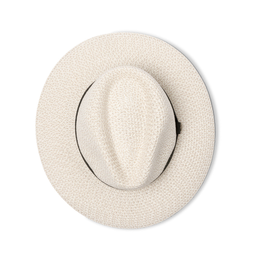  Outback Lightweight Fedora Hat - Ivory/Black