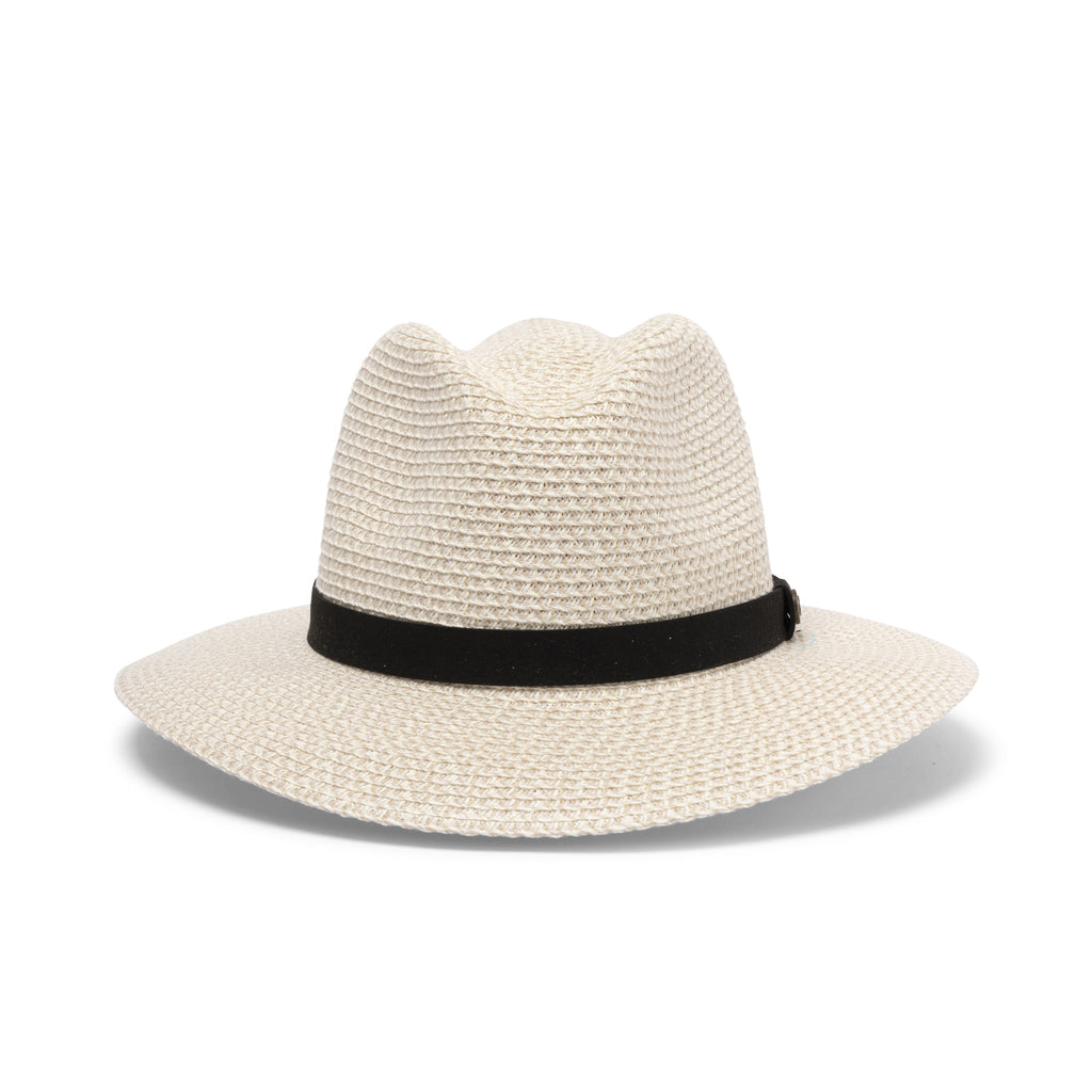  Outback Lightweight Fedora Hat - Ivory/Black