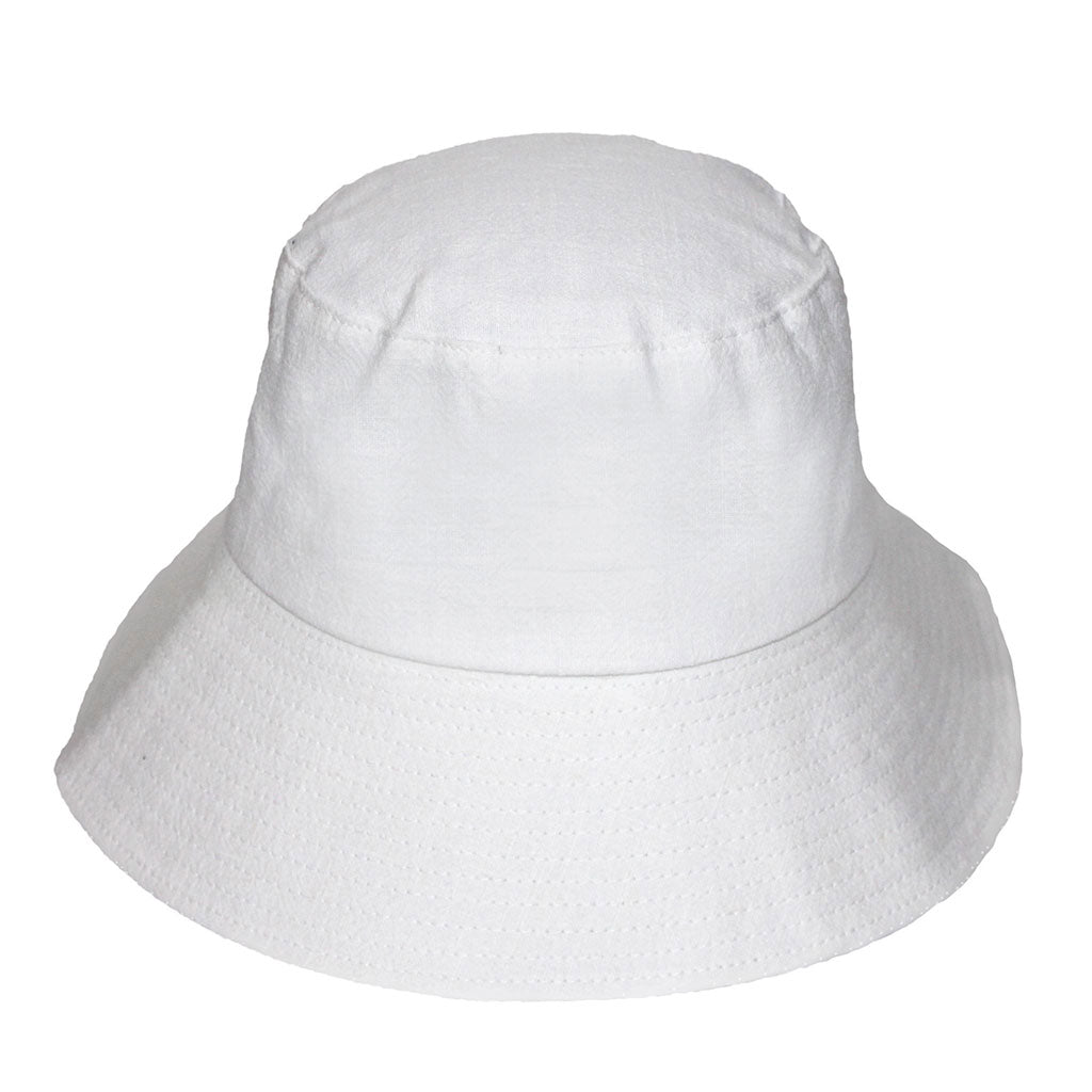  Sadie Linen Bucket Hat - White