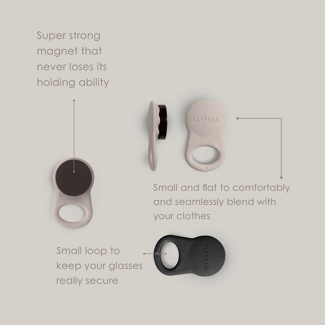  Spex Sunglasses Clip - 2 Pack - Black/Stone